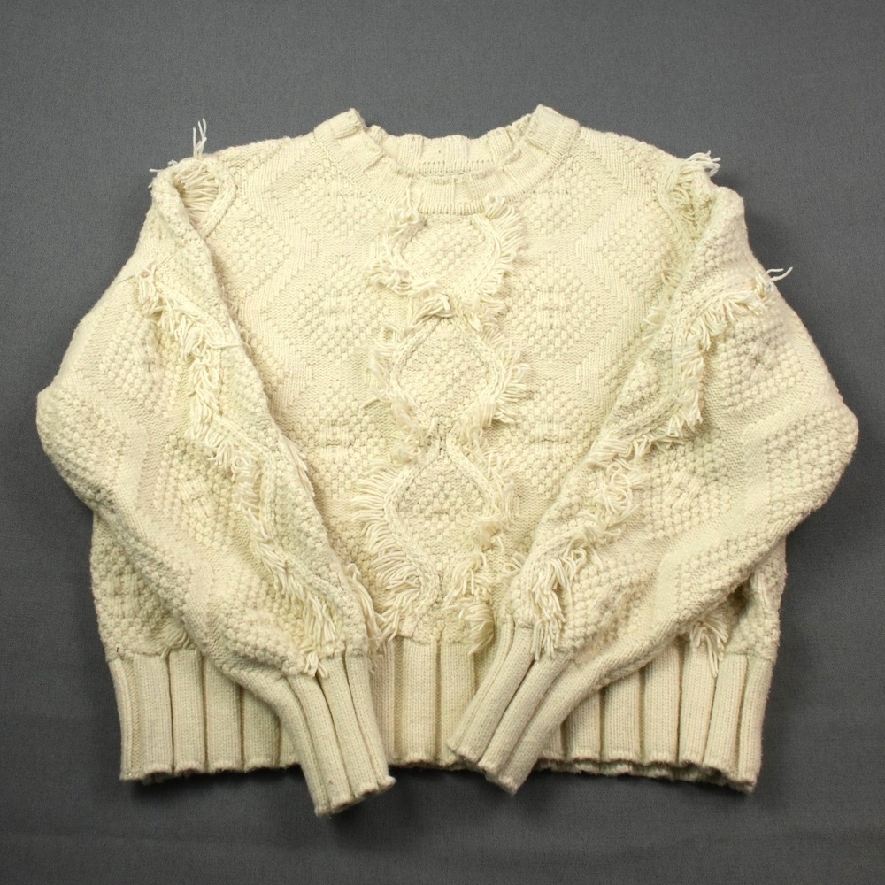 Banana Republic Fringe Chunky Knit Sweater Women's S Pullover Bohemian Textured